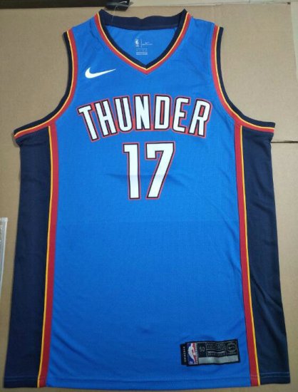 NBA 17 Schroder OkC Thunder 19-20 Season Maillot bleu imprimé